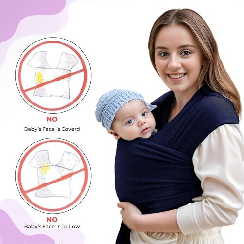 Image of Bembika Baby Essential Hands Free Baby Carrier Wrap Breathable Lightweight Baby Wrap Carrier Cloth Suitable for Newborn, Infants - (Blue)