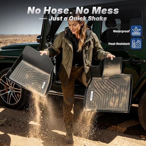 Image of OEDRO Floor Mats Fits for 2015-2020 Chevy Tahoe /GMC Yukon, Custom Fit TPE Anti-Slip Floor Liners - All Weather Front Rear Floor Mats Yukon Tahoe Accessories