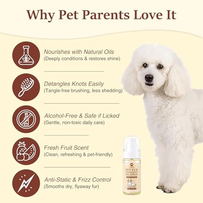 Dog & Cat Fur Oil & Coat Conditioning Spray ¨C Leave-in Detangler & Conditioner Reduces Shedding with Coconut & Jojoba Oil ¨C Natural,Alcohol-Free ¨C Soft, Shiny Fur for Doodles, Poodles & Toy Breeds-bK0ujUlq