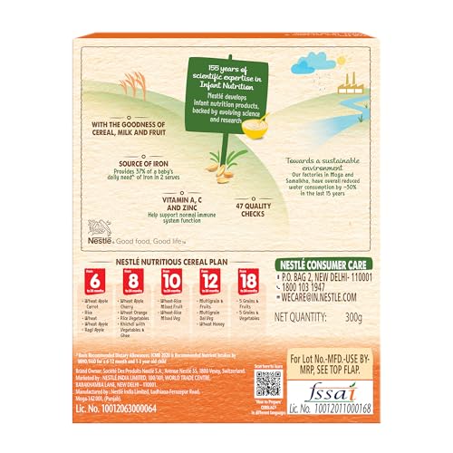 Image of CERELAC Baby Food Cereal | No Preservatives | Wheat Orange for 8 to 24 Months Baby | Source of Iron & Protein for Babies | Instant Cereal | 300g