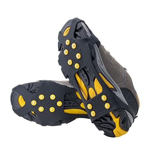 OuterStar Ice & Snow Grips Over Shoe/Boot Traction Cleat Rubber Spikes Anti Slip 10-Stud Crampons Slip-on Stretch Footwear S/M/L/X-L(Extra 10 Studs)