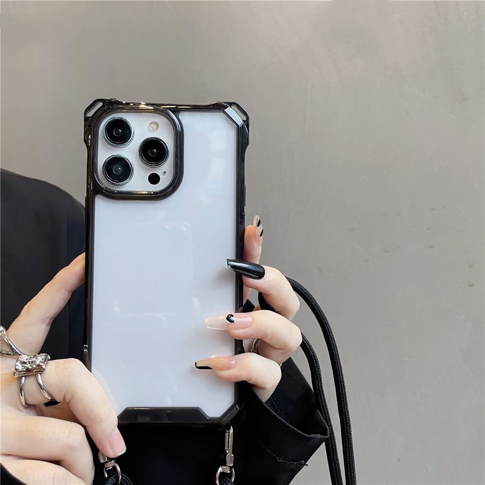Coque acrylique iPhone 14 Pro Max antichoc noire pour protection mobile