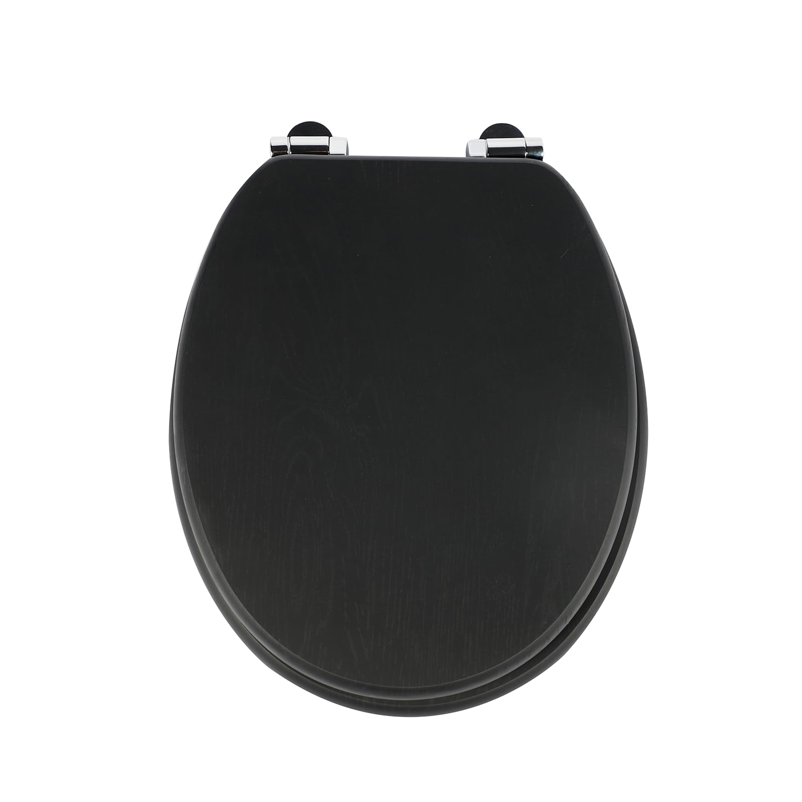 SAINOS Wooden Toilet Seat, Premium WC Seat O-Shaped with Soft-Close Mechanism, Adjustable Zinc Alloy Hinges, Anti-Bacterial Wood, 180 kg, Easy to Clean and Install from Bottom (W124)