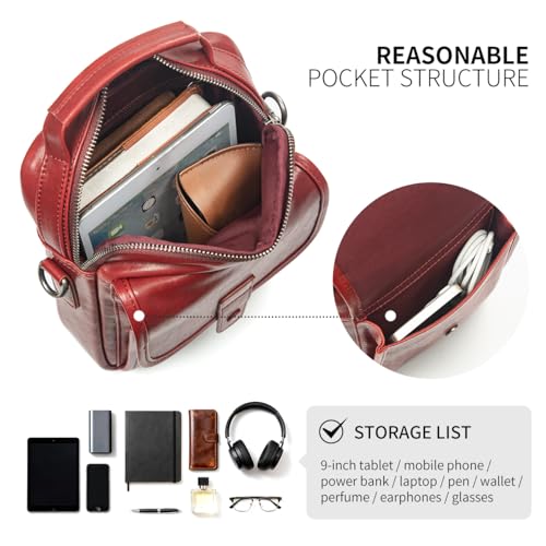 Image of Augus Genuine Leather Small Messenger Bag Crossbody
