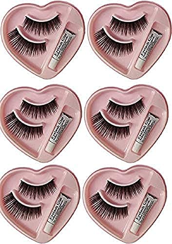 Heart-Shaped False Eyelashes Set – 6 Pairs of Natural-Look Lashes with Glue