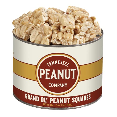 Grand Ol’ Peanut Squares – Tennessee Peanut Company – 18oz Can of Gourmet Natural Old Fasioned Peanut Squares, a Sweet Snacking Favorite