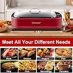 Techwood Indoor Smokeless BBQ Grill with Turbo Smoke Extractor Technology, LED Smart Control Panel, Drip Tray& Removable Grill Plate Easy Cleanup, 1500W