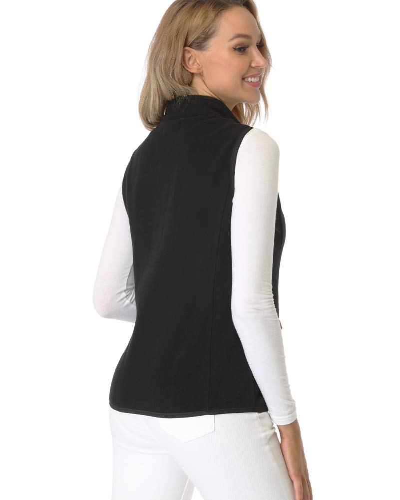 fuinloth Gilet in pile da donna,Termico Senza Maniche Elegante Collare Eretto con Zip e Tasca