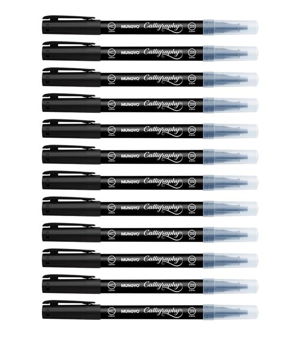 Mungyo Calligraphy Twin Chisel tip Pen Black, Pack of 12