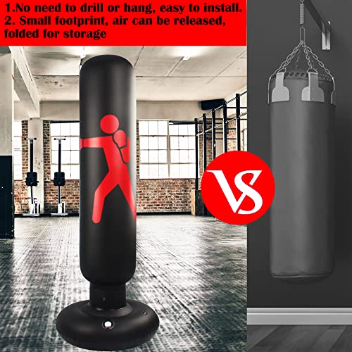 Punching Bag With Stand Adult - Free Standing Punching Bag For Adults - 63" Men Standing Boxing Bag Inflatable Kickboxing Bag For Training Mma Muay Thai Fitness #TOP5