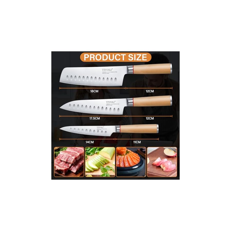 TIVOLI-Chef-Knife-Set-Professional-Kitchen-Knife-Set-3PC-Stainless-Steel-Japanese-Knife-Set-with-Gift-Box-Cooking-Knife-Set-with-Ultra-Sharp-Blade-Wooden-HandleNakiri-KnifeChef-KnifeParing-Knife TIVOLI Kitchen Knife Set,3PC Professional Chef Knife Set Stainless Steel Japanese Knives Set for Kitchen Sharp Blade with Wooden Handle Cooking Knife, Nakiri Knife, Chef Knife, Paring Knife