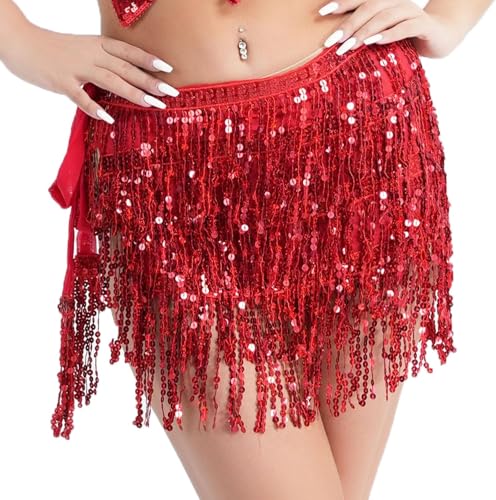 El Mejor Listado de Ropa de Danza los 5 mejores. 48 LBYHZS Fajilla Bellydance Lentejuelas, Bufanda de Cadera para Danza del Vientre, Falda con borlas de Lentejuelas, Pareo Danza, Falda Deportiva, Ropa Playa Fiesta, Moda Mujer...