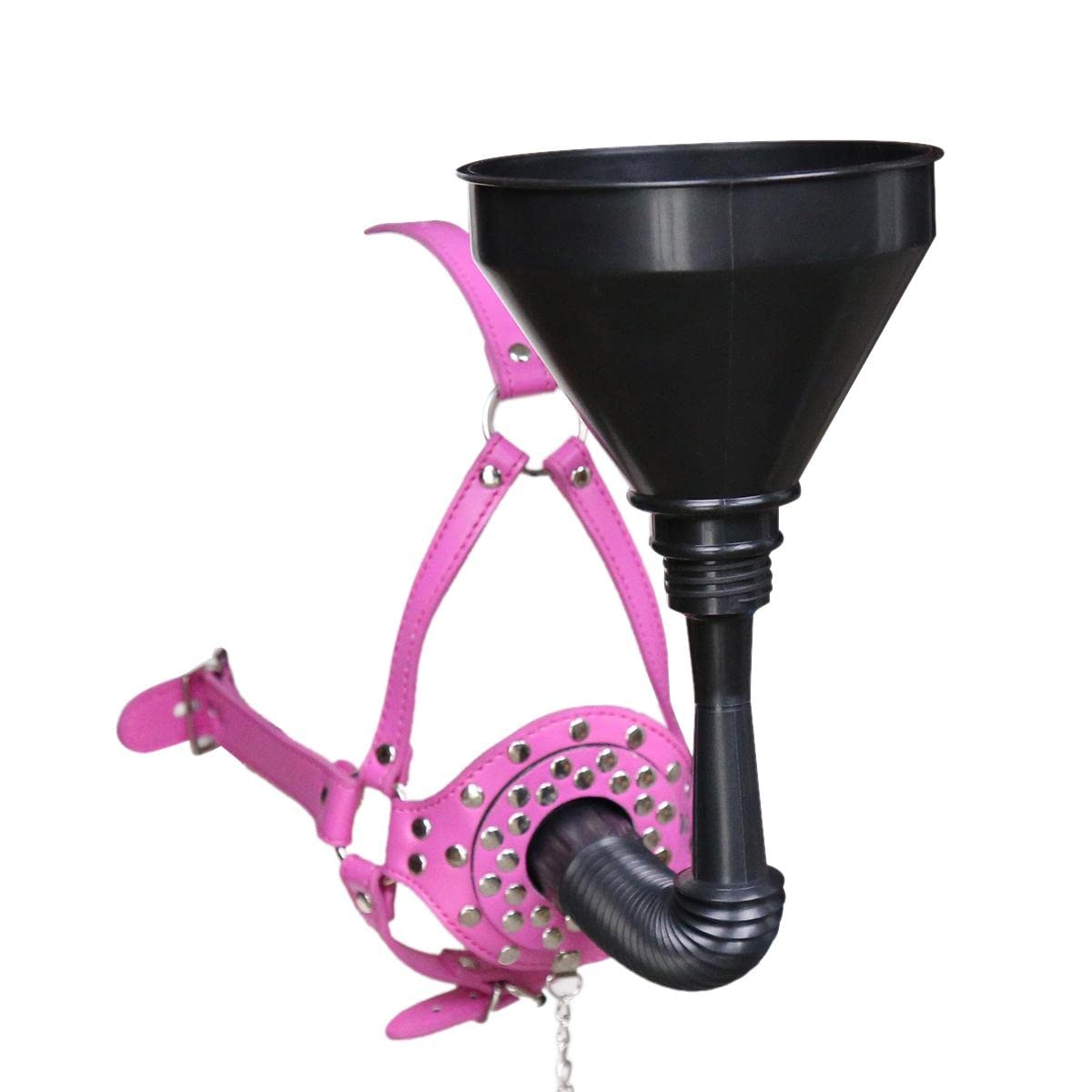Bondage Masters Head Harness Funnel Gag/Drool Plug Gag, Pink