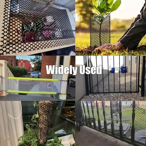 Image of Plastic Wire Mesh Fence Roll, GENNIZZ 35.4IN x 50FT Plastic Chicken Wire Mesh, Balcony Garden Netting Fencing Barrier for Cat Dog (0.9m x 15m)