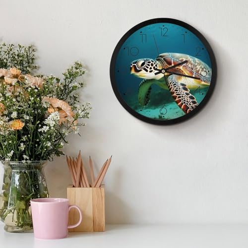 Horloge murale tortue sans tic-tac silencieuse et moderne de 25 cm - 4