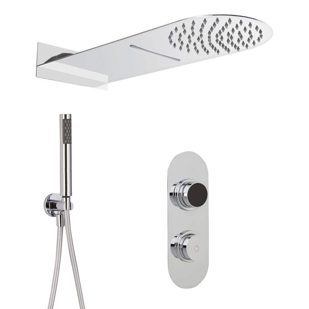 Milano Chrome Vis Digital Thermostatic Mixer Valve 200Mm X 500Mm Waterblade Head Handset