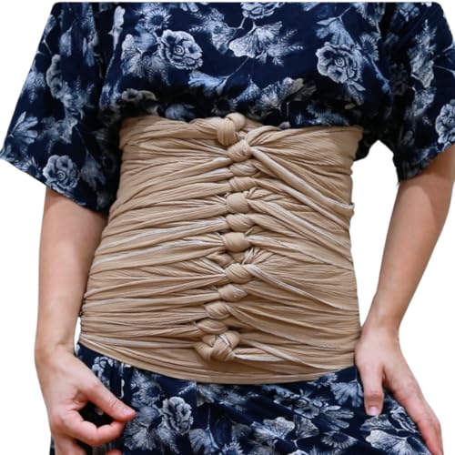 Image of Linen Cotton Bengkung Belly Binding Wrap, Postpartum Belly Binding Cloth, Traditional Cloth Postpartum, 17 Yards Long, GOTS Certified Linen Cotton Fabric (Beige)