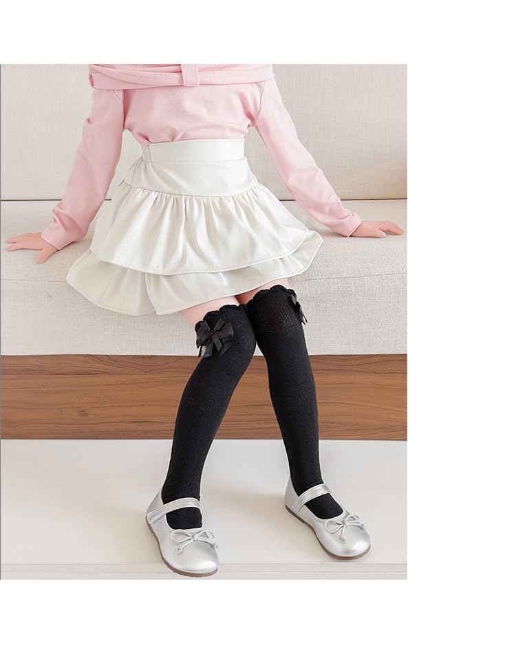 Image of Little Girl's Knee High Socks Over Calf Kids Overknee Stockings Bow Style