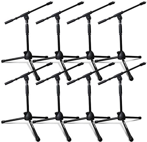AxcessAbles MS-101L Low Profile Microphone Stand with Boom (8-Pack)