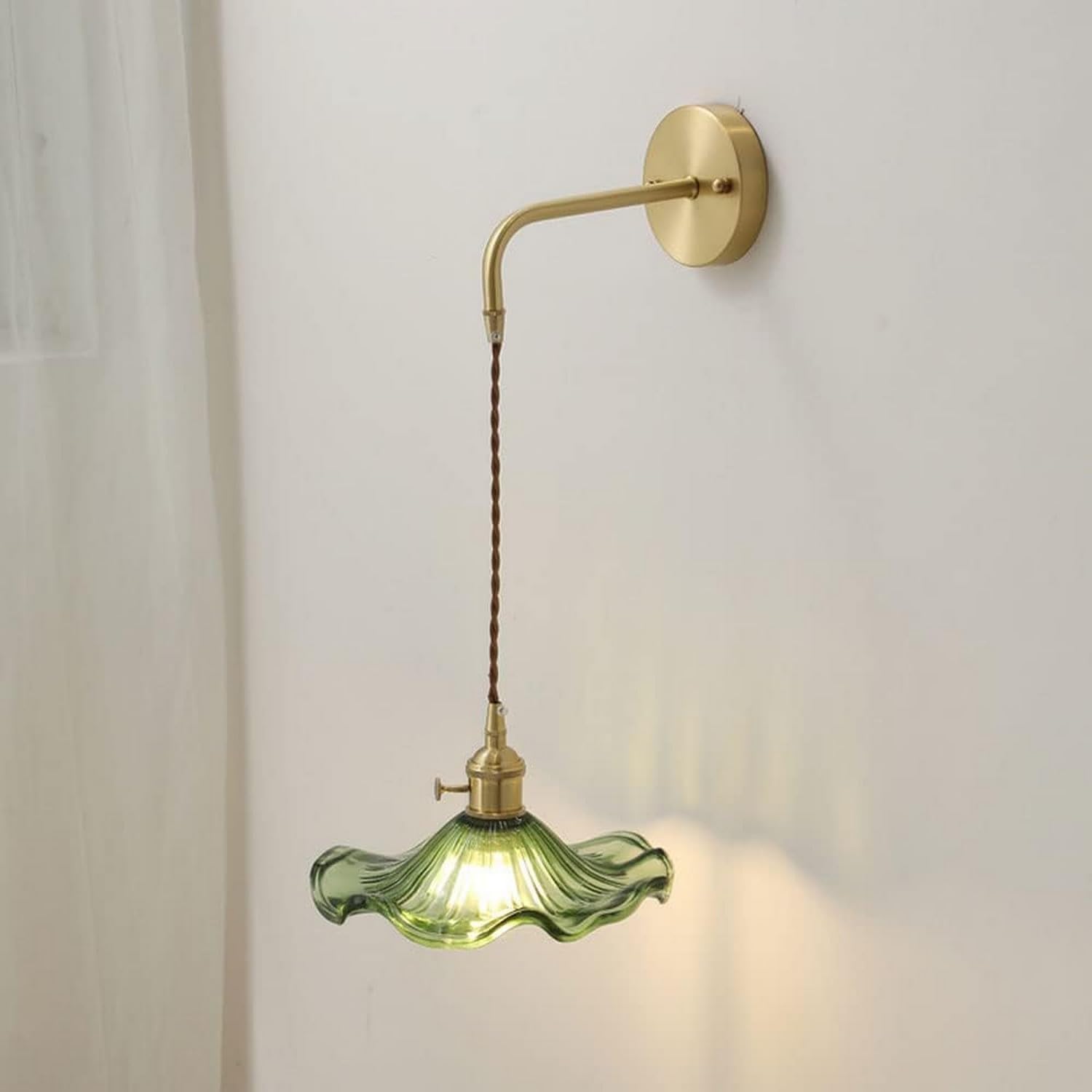 JYBNBBE Modern Brass Glass Wall Lights Indoor Adjustable Sconce Living Room Lighting Bathroom Vanity Lamps L9.85in Reading Lamp,Chandelier,Green