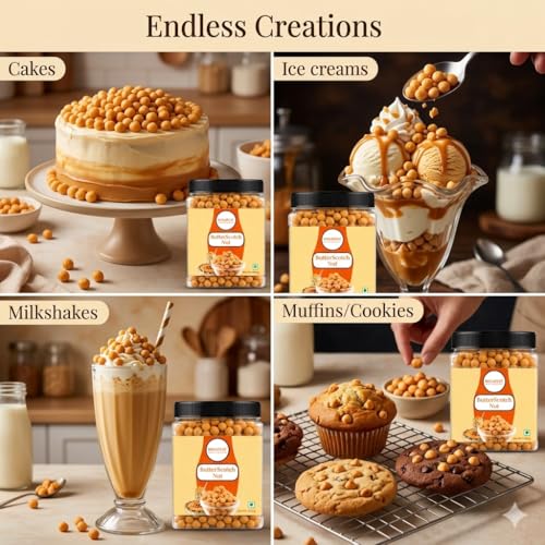 Image of BOGATCHI Crispy & Crunchy Butterscotch Chips (8mm) for Baking & Desserts | Premium Butterscotch Nuts Candy for Cakes, Ice Creams, Shakes, Muffins, Cookies & Chocolates | Gluten Free | 200g