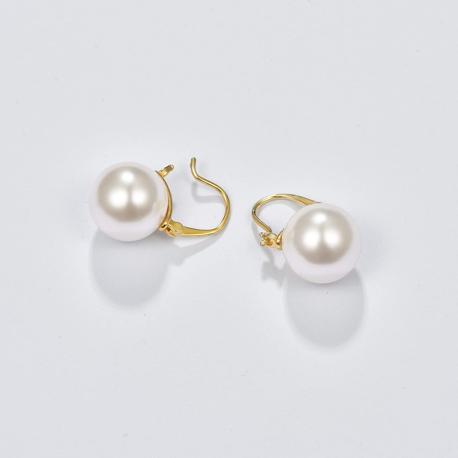 Pearl Drop Earrings Dangle 925 Sterling Silver Pearl Earrings for Women 12mm Big Pearl Hoop Earrings for Mother - Image 7