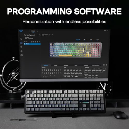 Image of EPOMAKER Aula F108 Wireless Gaming Keyboard, Mechanical Keyboard with 8000 mAh Battery, 108 Hot-Swap and Programmable Keys, RGB Backlight, for Mac /PC /Android (BlackOmbre, Greywood V3)