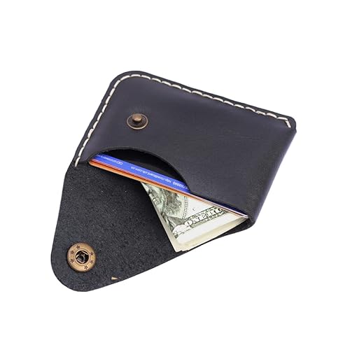 Handmade Minimalist Genuine Leather Card Case Wallet Small Card Holder in Front Pocket