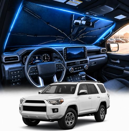 [2026 Upgraded] DooGooCoo Windshield Sun Shade Umbrella for Toyota 4Runner 2017-2025 2026 [100% Sunlight Blocked Cooling Ice Crystal] Sunshade for Car Windshield for 4Runner Sun Shade.