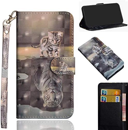 XYX Galaxy J4 Case,Galaxy J4 Wallet Case,[Wrist Strap][Kickstand] Premium PU Leather Wallet Case with Card Slots for Samsung Galaxy J4 2018 - Tiger