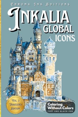 Inkalia: Global Icons – Reverse Ink Tracing Coloring Book for Adults & Teens: Trace 37 World Landmarks Using Just One Black Pen – A Travel-Sized ... Movement (Inkalia: Trace, Travel & Share) image 2