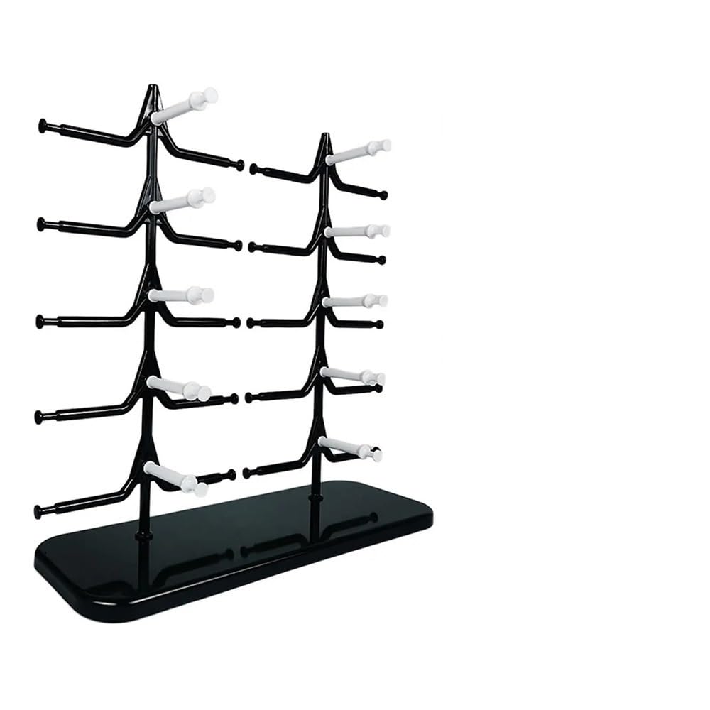guiling-1986 Eyeglasses Display Rack Eyeglass Glasses Stand Case Tabletop Holder Simple Frame Rack Two-Row Sunglasses Display Eyewear Multiple Counter Organizer for Eyewear(Black White)