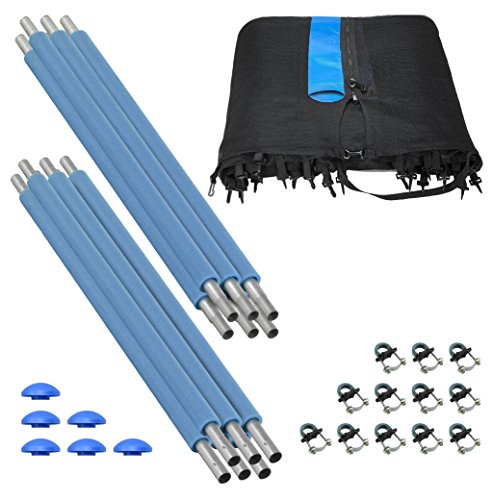 Trampoline Enclosure Set, to Fit 12'. Round Frames, for 3 or 6 W-Shaped Legs -Set Includes: Net, Poles & Hardware Only