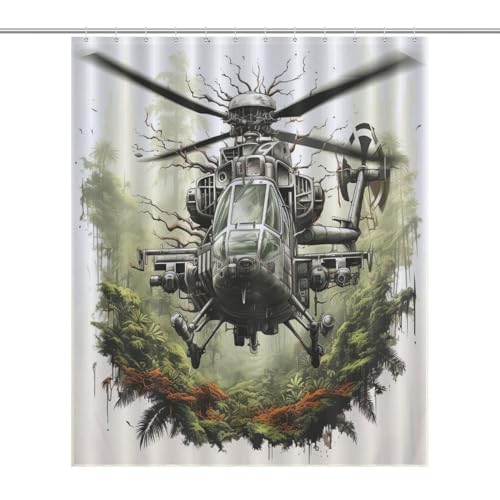 Hélicoptère rideau de douche imperméable en polyester 152x183cm avec 12 anneaux