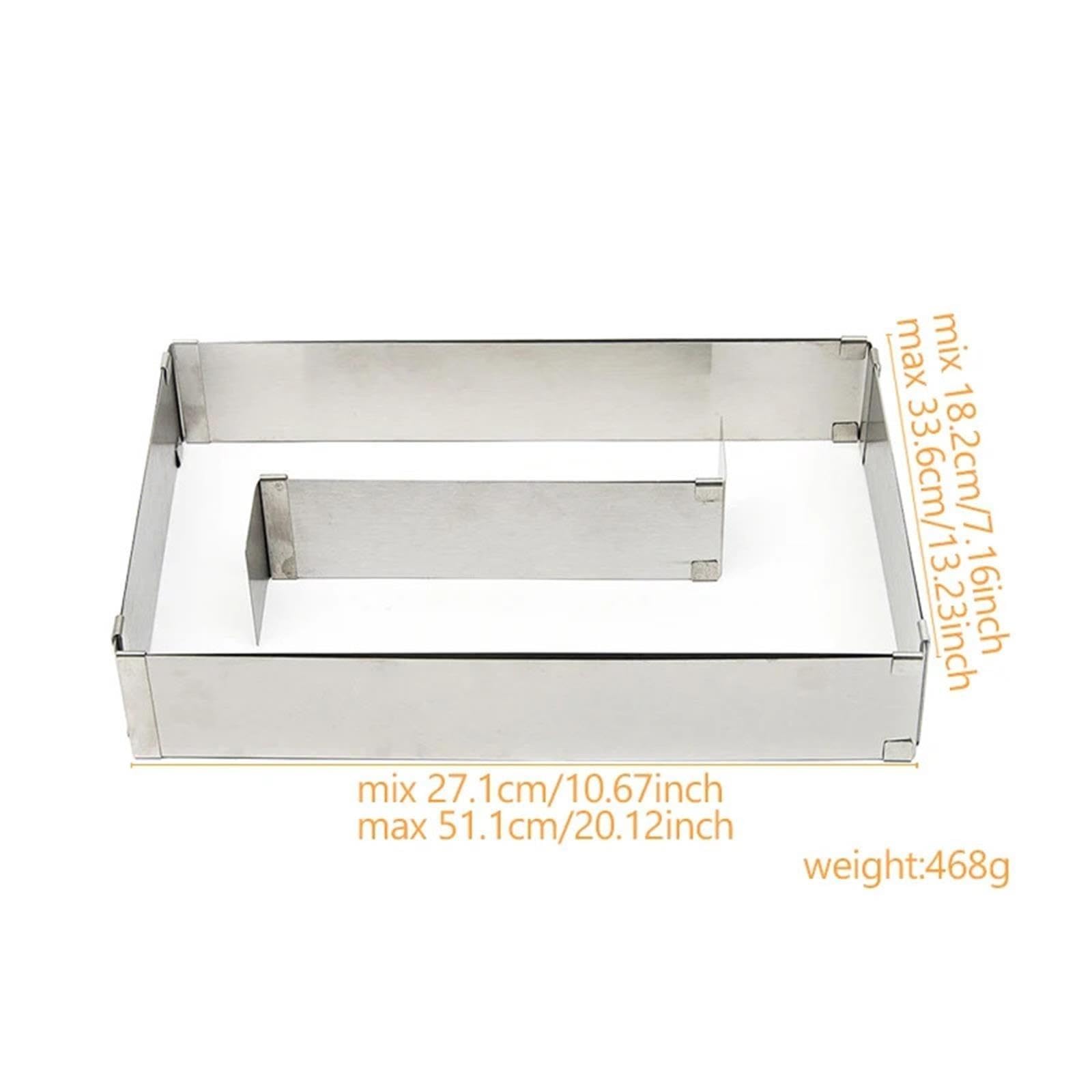 Transparent Patisserie Rouleaux Anneau à gâteau réglable, cœur/carré/rond, moule Mousse, collier gâteaux(Rectangle Cake Mold)