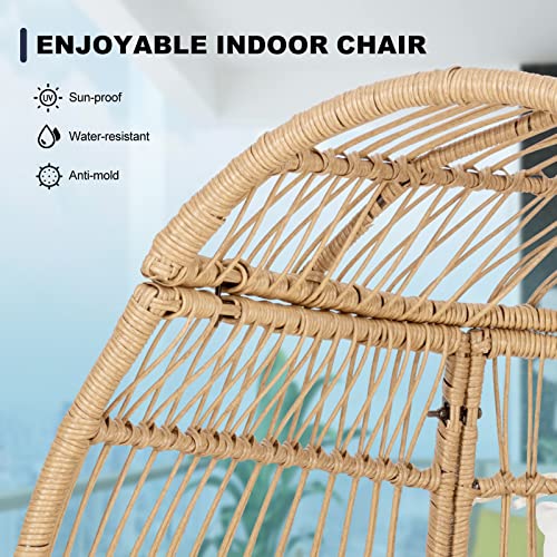 Sunseen Wicker Egg Chair Outdoor Indoor Oversized With 5 Soft Cushions For Patio,Front Porch,Backyard,Living Room,Bedroom,330Lb Capacity,Navy #TOP5