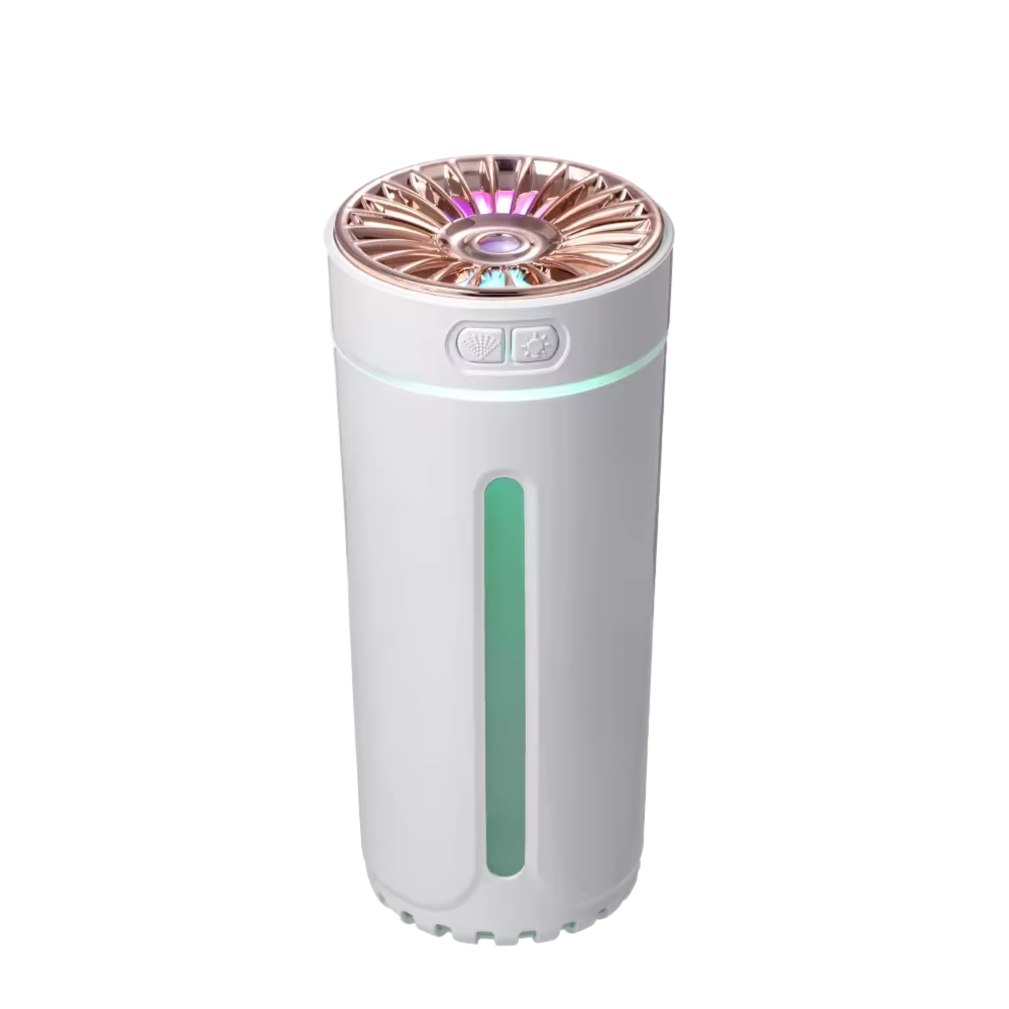 portable car air humidifier & aroma diffuser | usb mini mist maker with 2 spray modes, rgb led ambient light, compact cup holder design for car, desk, office & travel - multicolor