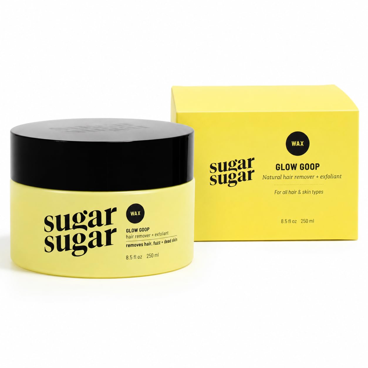 Sugar Sugar Wax Glow Goop Hair Removal Paste for Women - Stripless At-Home Sugaring for Face, Bikini Line, Underarms, Legs & Body - Water-Soluble Vegan Formula with Exfoliating Benefits, 8.5 Fl Oz