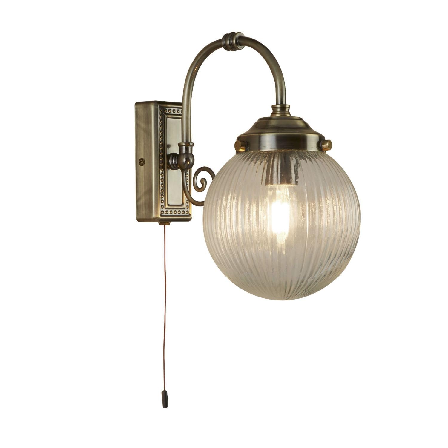 Lampada da parete con interruttore IP44 vetro metallo in ottone anticato H: 27 cm E14 applique bagno luce specchio lampada bagno