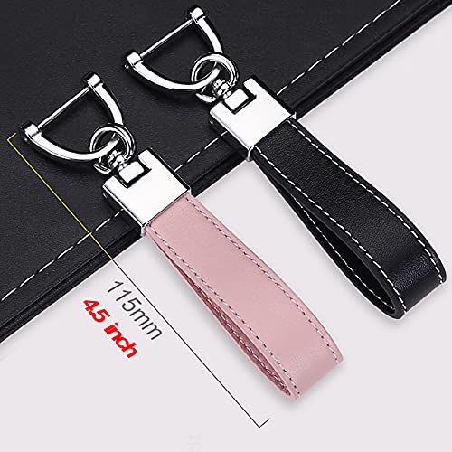 Image of Genuine Leather Keychain for Car , Universal Heavy Duty Key Chain with Phone Number Plate for Men and Women