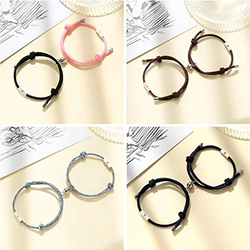 Pulseira masculina angwang, 2 peças de pulseira magnética para amantes do sol e da lua, kit para cas