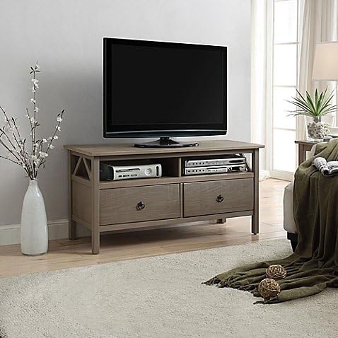 Titian TV Stand in Rustic Grey | Maximum weight capacity: 200 lb.