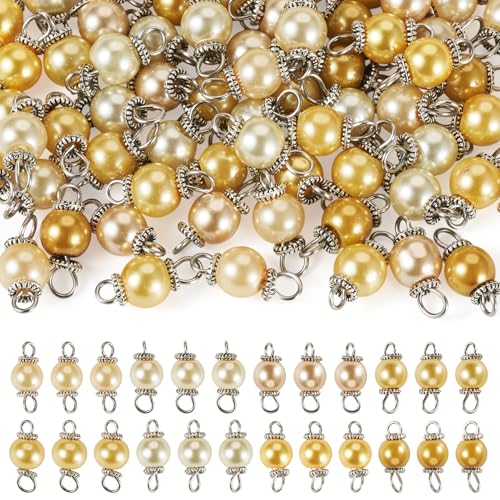 Pandahall 80�� �K���X�p�[���R�l�N�^�`���[�� 14mm �S�[���f�����E���h�p�[���r�[�Y�����N�`���[�� �_�u�����[�v�t�� �W���G���[���� �l�b�N���X �u���X���b�g �C�������O �N���t�g�p