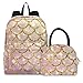 Mochila para niños Mochila escolar con bolsa de almuerzo Tomate amarillo resistente al agua Casual Daypacks Bolsa con lonchera Set, Báscula de pescado rosa, Mochilas Daypack