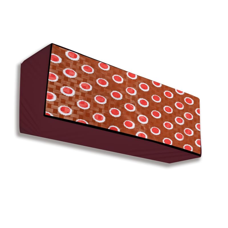 Image of 1.5 Ton Split AC Cover - Dustproof and Water Resistant Indoor Unit Protection (Maroon Large Dot)
