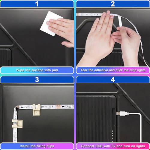 Image of BASON LIGHTING TV Backlight, Smart Led Strip Lights for 55-65 inch TV, Bluetooth APP & Remote Control, Music Sync TV Lights, USB TV LED Backlight for Gaming, Movie & Home Theater Setup