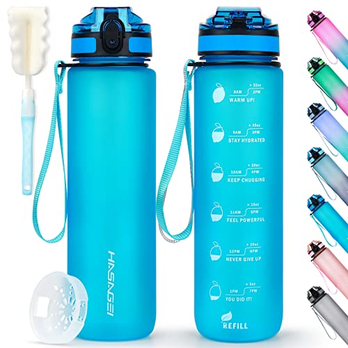 HASAGEI Sports Trinkflasche 1L Wasserflasche 1 Liter Trinkflasche BPA Frei Tritan Sportflasche mit Verschlussdeckel und auslaufsicher, für Fitnessstudio,Schule,Radfahren,Outdoor,Sport,Fitness und Büro