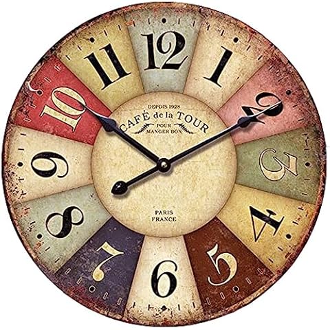 16 Inch Silent Vintage Wall Clock for Living Room,Retro Non-Ticking Wall Clock Decorative for Farmhouse Kitchen,Wood Clocks with Big Arabic Numerals for Bedroom Home Country Office Cover