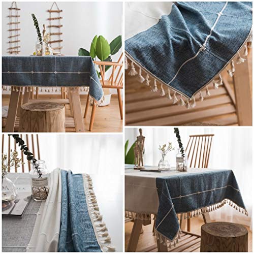 Nappe de table rectangulaire anti-rayures en coton lin pour protéger la cuisine - 8