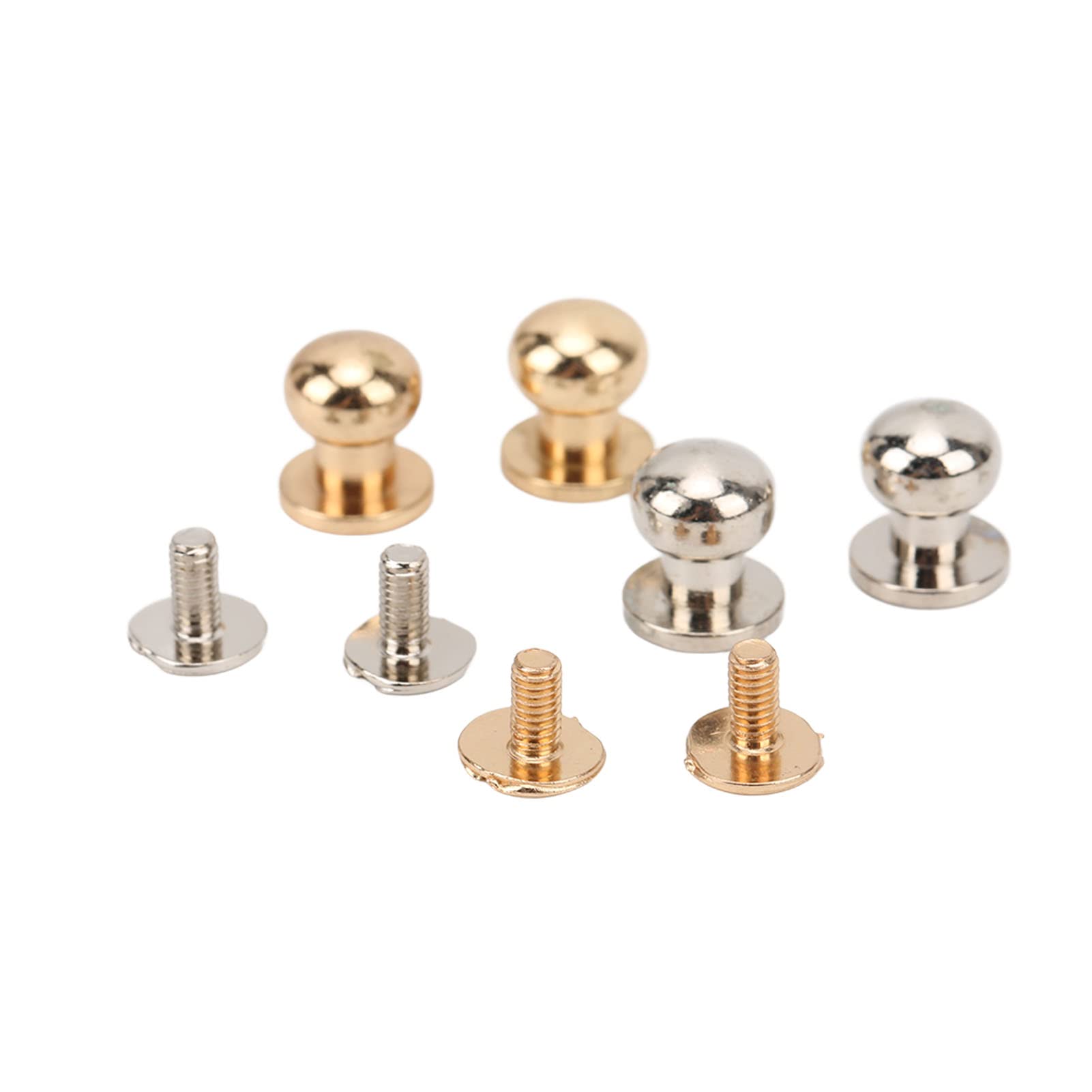 200 juegos de remaches monje de 9 x 8 mm, remaches de cabeza redonda de cobre puro ligero, sujetadores decorativos de cuero para ropa, zapatos, bolsos y collares para mascotas, (Oro Plata)